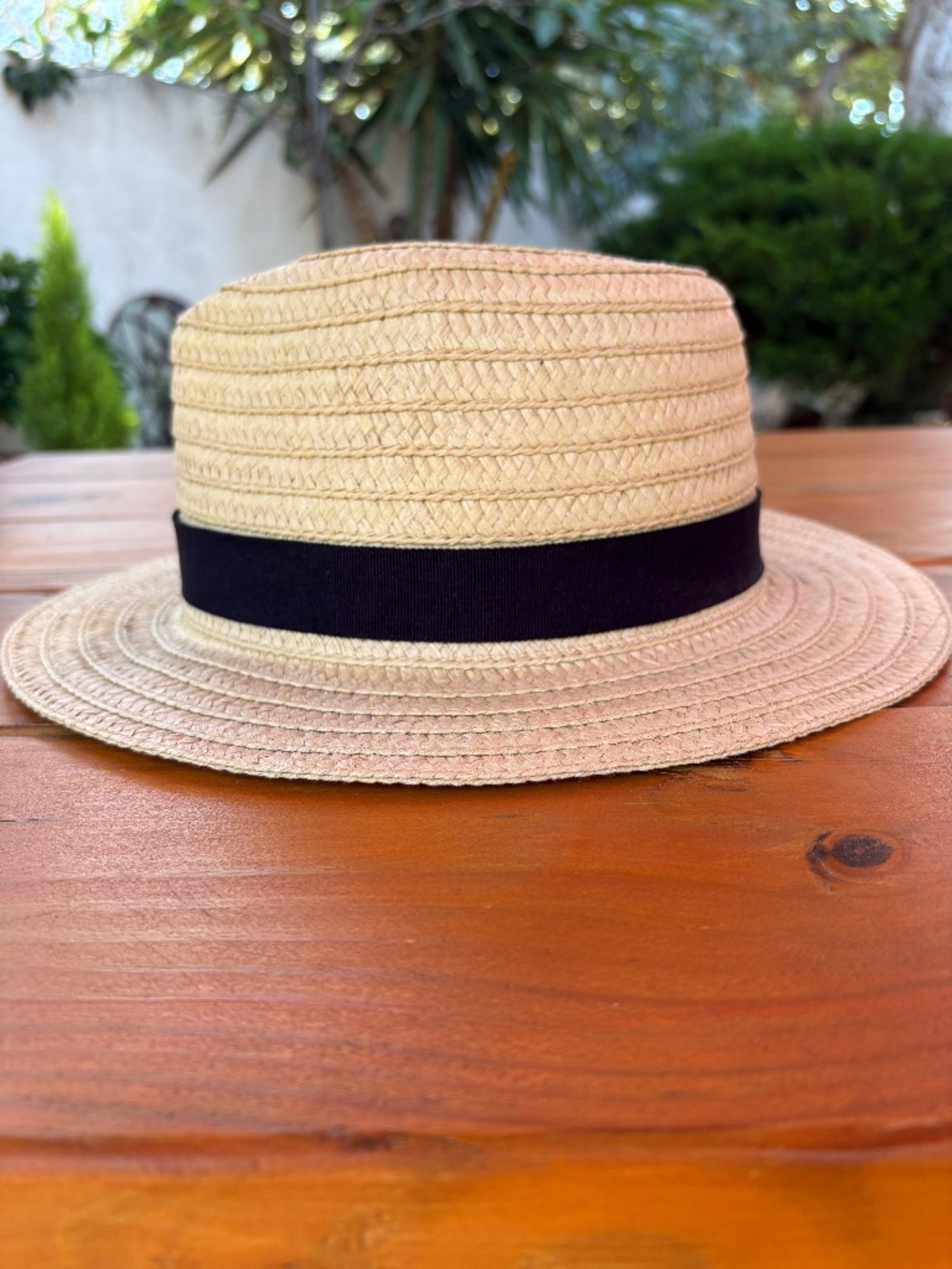 NWT Madewell Packable Fedora Woven Hat Natural and Black Band Size M/L - Picture 4 of 10